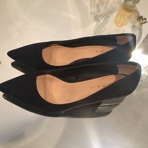 Zara TRF Navy Blue Low Pumps.